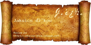 Jaksics Ákos névjegykártya