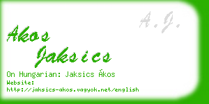 akos jaksics business card